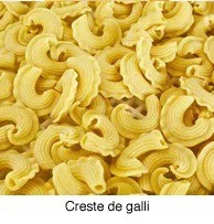 Tipos de pasta: Creste di galli