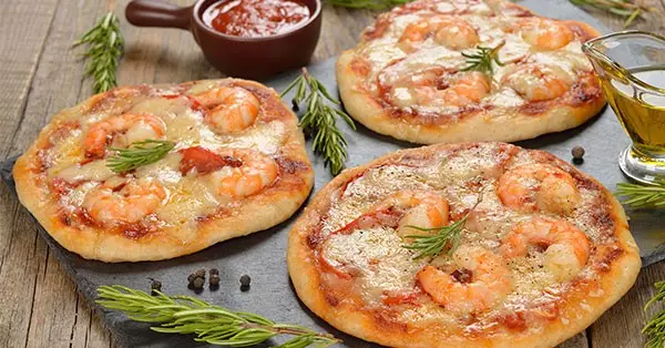 Mini pizzas de gambas