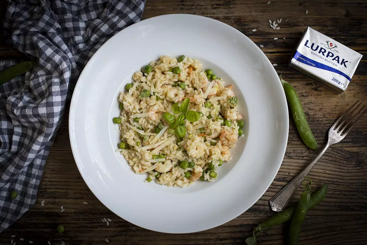 Risotto Gambas Guisantes